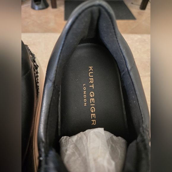 Kurt Geiger London Lana Embossed Leather Trim Metallic Cap Toe Sneakers.  S-42 - Picture 5 of 9